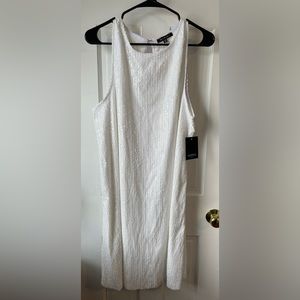 White Sequin Shift Dress